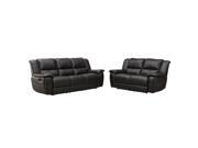Homelegance Cantrell 2 Piece Reclining Living Room Set in Black Leather