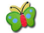 One World Butterfly Green and Yellow Back Wooden Drawer Pulls [Set of 2]