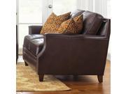 Steve Silver Caldwell Loveseat w 2 Accent Pillows in Walnut Leather