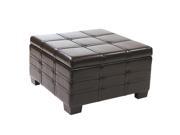 Office Star Avenue Six Detour Strap Ottoman with Tray in Espresso Eco Leather