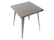 Lumisource Austin Dining Table 32 X 32 In Clear Brushed Silver Finish