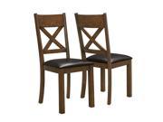 Monarch Specialties Walnut Dark Brown Leather Look Dining Chair I 1551