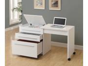 Monarch Specialties 7031 Slide Out Desk w Storage Drawers in White