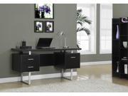 Monarch Specialties Cappuccino Hollow Core Silver Metal Office Desk I 7080