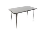 Lumisource Austin Dining Table 59 X 32 In Clear Brushed Silver Finish