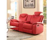 Homelegance Talbot Double Reclining Loveseat in Red Leather