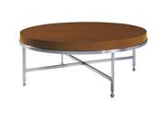 Allan Copley Designs Galleria Round Cocktail Table w Latte on Birch Top on Brushed Stainless Steel Base