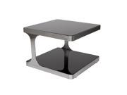 Allan Copley Designs Diego Square End Table w Black Glass Top Shelf in Stainless Steel