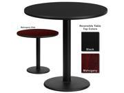 Flash Furniture 30 Inch Round Dining Table w Black or Mahogany Reversible Laminate Top