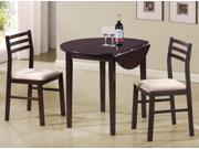 Monarch Specialties I 1009 Cappuccino 3 Piece Dining Room Set w 36 Inch Drop Leaf Table