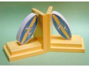 One World Blue Surfboard Bookends with Yellow Base