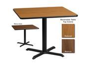 Flash Furniture 36 Inch Square Dining Table w Natural or Walnut Reversible Laminate Top