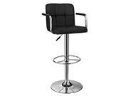 Powell Black and Chrome Quilted Barstool
