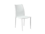 Eurostyle Dalia Leather Stackable Side Chair w Steel Frame in White [Set of 4]