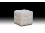 Diamond Sofa Zen Leather Tufted Cube Accent Ottoman in White