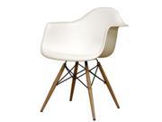 Fine Mod Imports WoodLeg Dining Arm Chair in White [Set of 2]