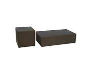 Diamond Sofa Steel Cocktail End Table w Glass Top in Brown Leather