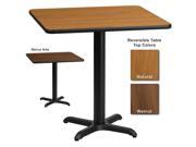 Flash Furniture 30 Inch Square Dining Table w Natural or Walnut Reversible Laminate Top