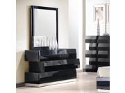 J M Furniture Milan Dresser Mirror in Black Lacquer