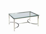 Allan Copley Designs Sheila Rectangular Glass Top Cocktail Table in Brushed Stainless Steel