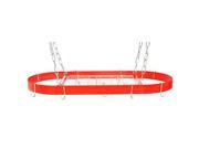 Rogar Oval Hanging Pot Rack with Grid In Red and Chrome