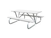 Eagle One 6 Ft Greenwood Picnic Table Metal Base In White