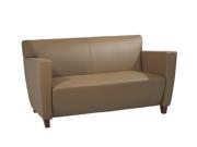 OSP Furniture Lounge Seating SL8872 Taupe Leather Loveseat w Cherry Finish