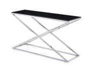 Allan Copley Designs Excel Rectangular Console Table w Black Glass Top on Polished Stainless Steel Base