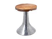 Lazy Susan Hammered Decorative Teak Table In Silver