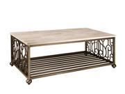 Standard Furniture Toscana Cocktail Table w Marble Top Antique Pewter Metal Base