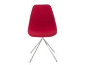 Euro Style Dax Collection Side Chair in Red Fabric Brushed Stainless Steel [Set of 4]