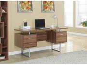 Monarch Specialties Walnut Hollow Core Silver Metal Office Desk I 7083