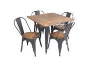 Lumisource Oregon 5 Piece Dining Set In Aged Wood And Grey Frame
