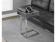 Monarch Specialties Glossy Grey Hollow Core Chrome Metal Accent Table I 3032