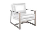 Allan Copley Designs Christopher Lounge Chair in White Leatherette w Polished Stainless Steel Frame