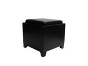 Armen Living Contemporary Storage Ottoman With Tray In Black