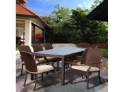 Atlantic Rolland 8 Piece Brown Synthetic Wicker Rectangular Patio Dining Set with Off White Cushions