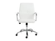Euro Style Napoleon Collection Napoleon Low Back Office Chair in White Chrome