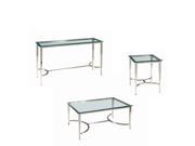 Allan Copley Designs Sheila 3 Piece Coffee Table Set in Brushed Stainless Steel