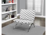 Monarch Specialties Grey Chevron Fabric Chrome Metal Accent Chair I 8135