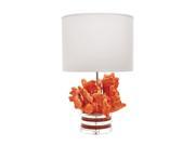 Lazy Susan Fire Coral And Crystal Lamp w White Sueded Shade Orange 225088