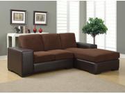 Monarch Specialties Dark Brown Corduroy Brown Leather Look Sofa Lounger I 8200BB