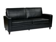 OSP Furniture Lounge Seating SL2813 EC3 Black Eco Leather Sofa w Espresso Finish Legs