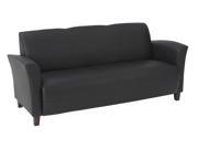 OSP Furniture Lounge Seating SL2273EC3 Black Eco Leather Sofa w Cherry Finish Legs