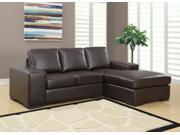 Monarch Specialties Dark Brown Bonded Leather Match Sofa Lounger I 8200BR
