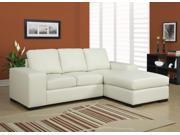 Monarch Specialties Ivory Bonded Leather Match Sofa Lounger I 8200IV