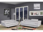 Global U8141 LT GREY 2 Piece Living Room Set in Light Grey Leather