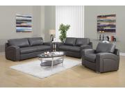 Monarch Specialties Charcoal Grey Bonded Leather 3 Piece Living Room Set