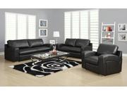 Monarch Specialties Black Bonded Leather Matching 3 Piece Living Room Set