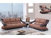 Global Furniture USA 982 3 Piece Leather Living Room Set in Brown Dark Brown